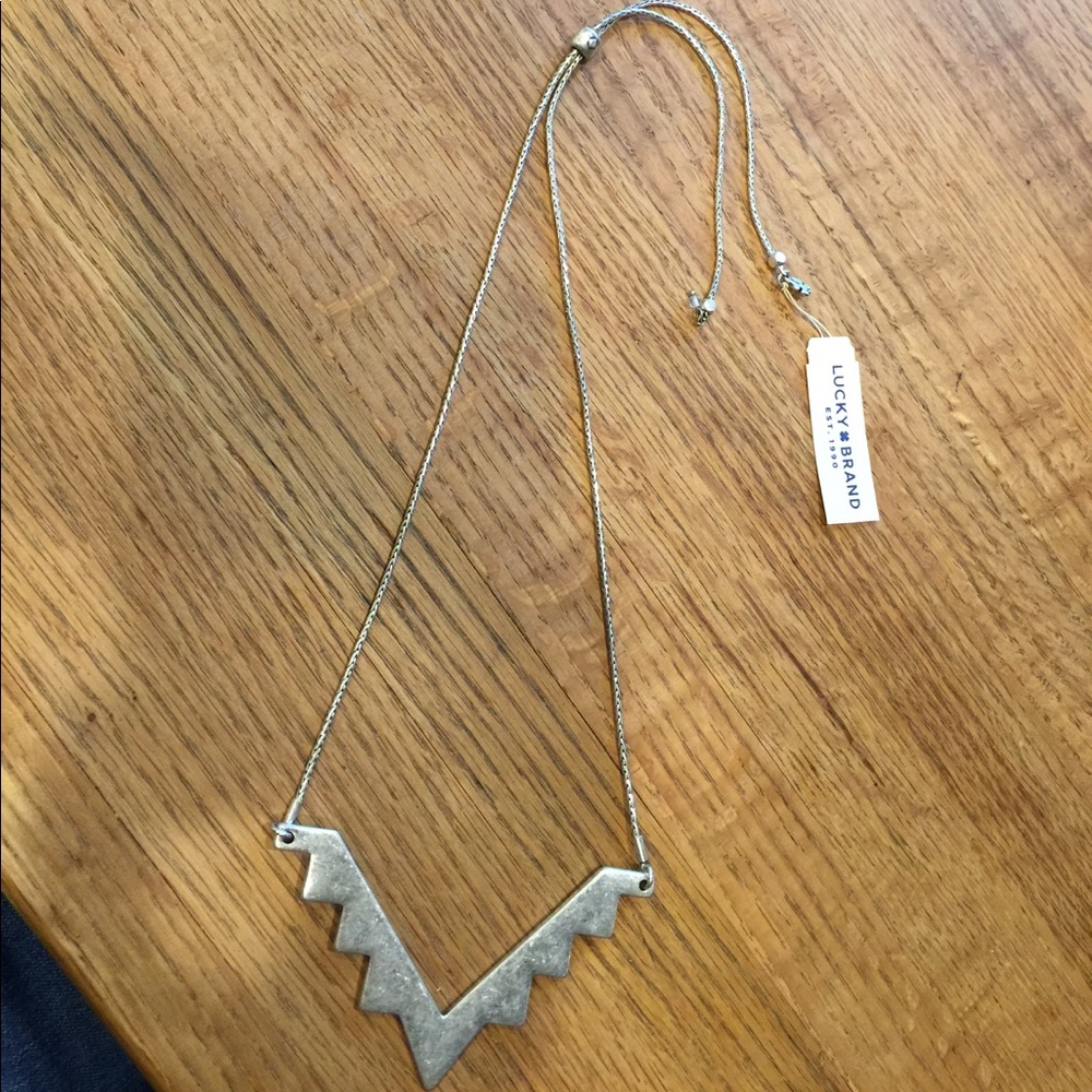 NWT Lucky Brand silver geometric lariat necklace