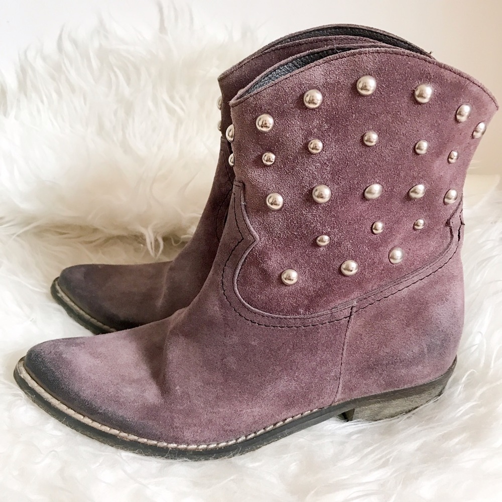 MAJA Italian Studded Suede Boots in Dusty Purple: An Urban Cowgirl Dream