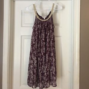 Maroon and gold short sleeves dress