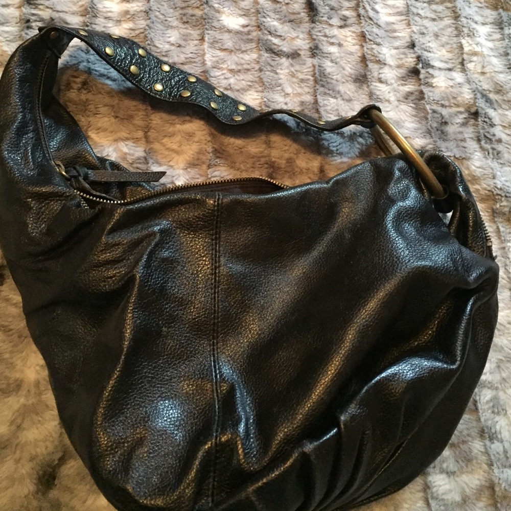 Black shoulder bag with gold stud detail