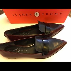 Ivanka Trump Color Block Pointed Toe Loafer Flats