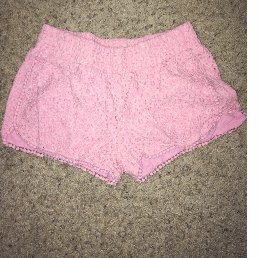 Pink lace shorts