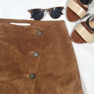 Limited Leather Wrap Button Detail Skirt