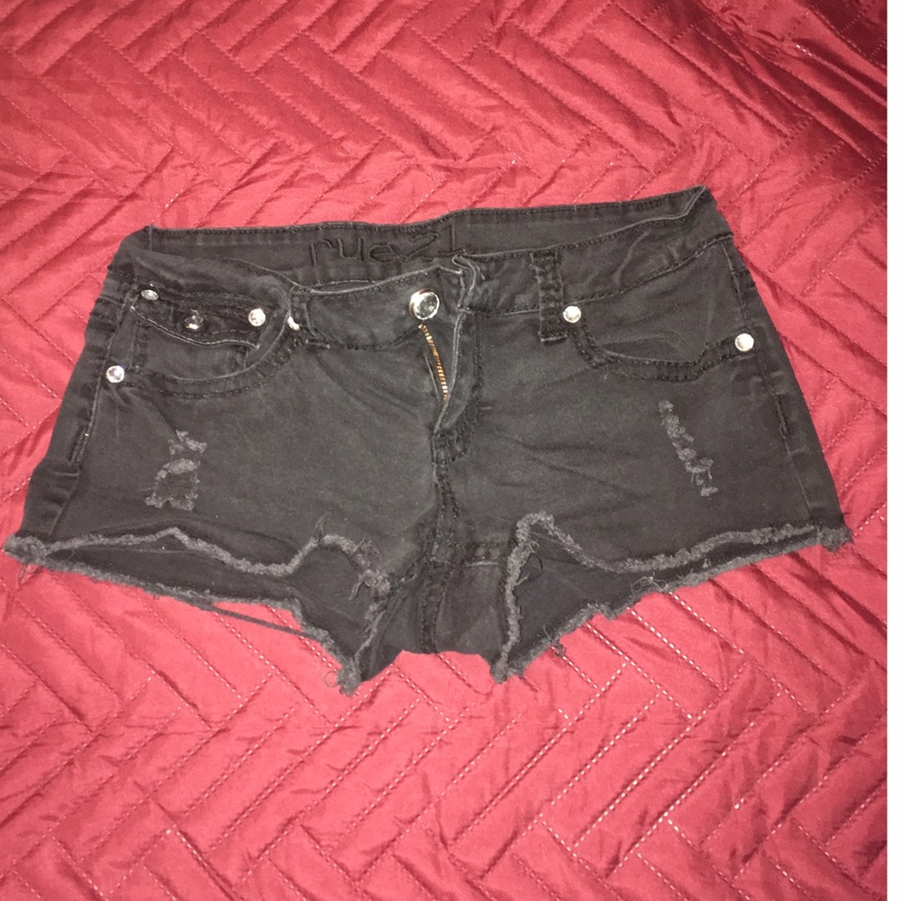 Black jean shorts
