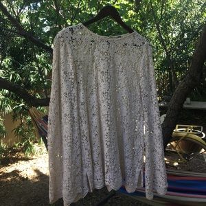 Free people long sleeve crochet shirt