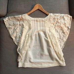 JOIE Flutter Sleeve Lace Blouse