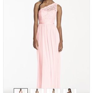 Long One-shoulder lace bridesmaid dress F17063