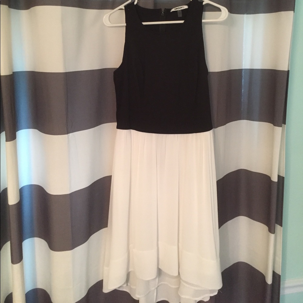 Hi-low black and white cocktail dress