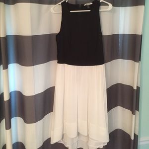 Hi-low black and white cocktail dress
