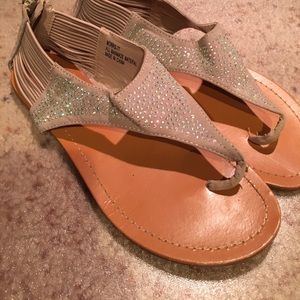 Tan zip up sandal with bling