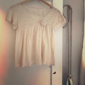 Anthropologie cream flower top