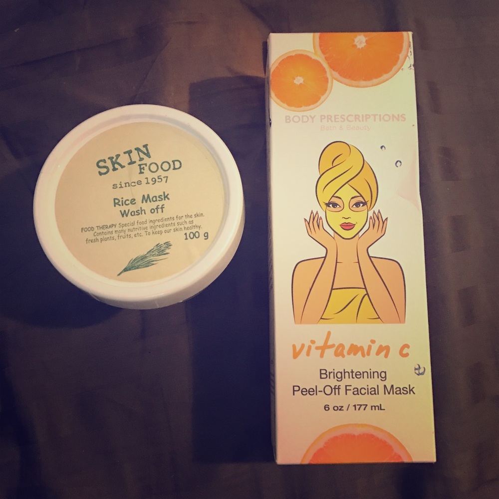 2 New face masks. Skin Food rice mask & vitamin C.