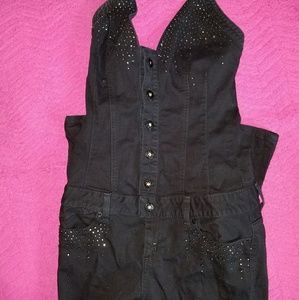 black halter bedazzled jumpsuit