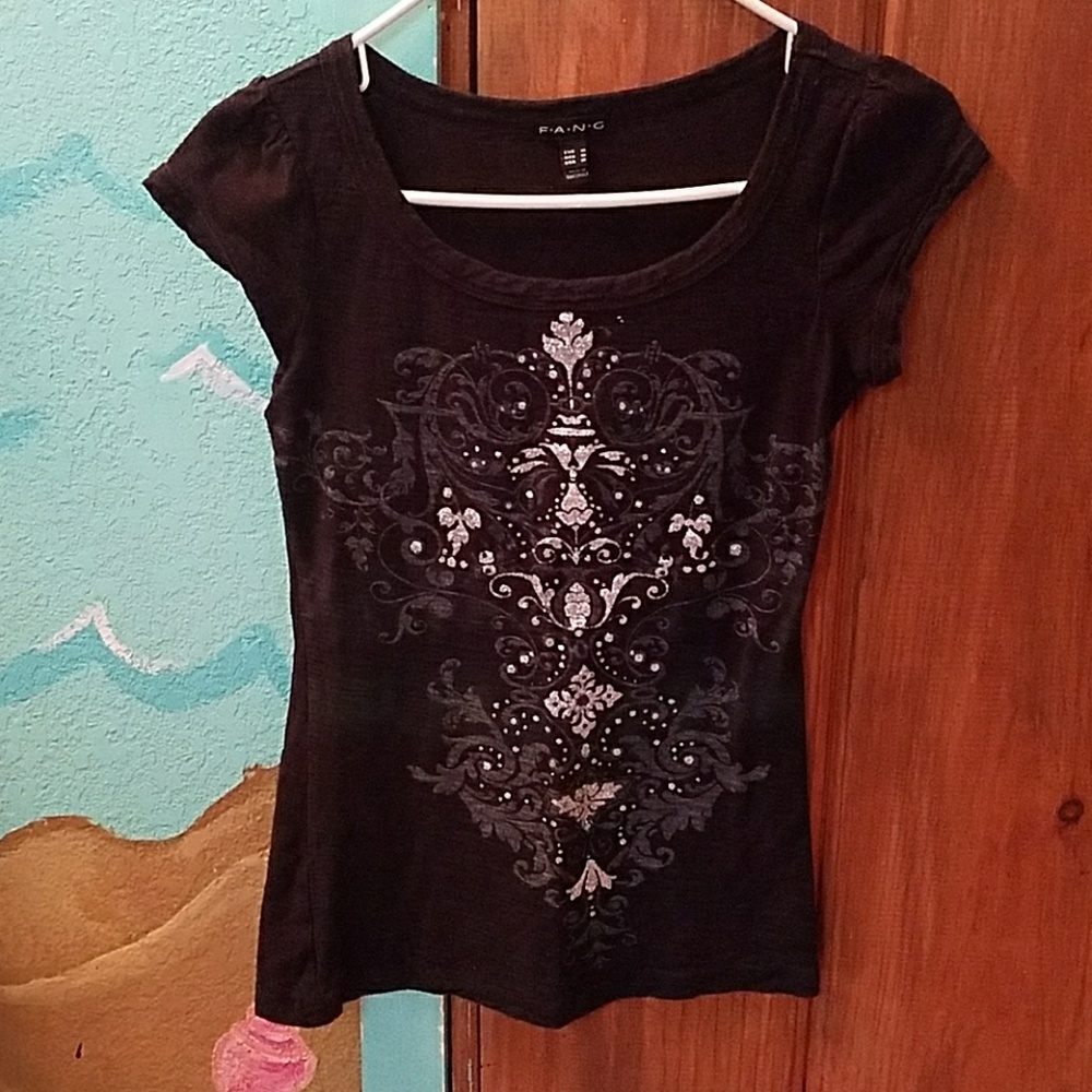 Black glitter top