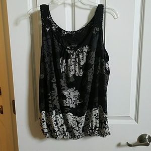 Tank, black patterned, XL