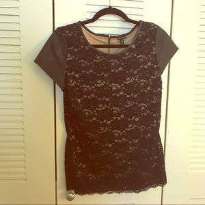 Leather and Lace Top from Express Size M