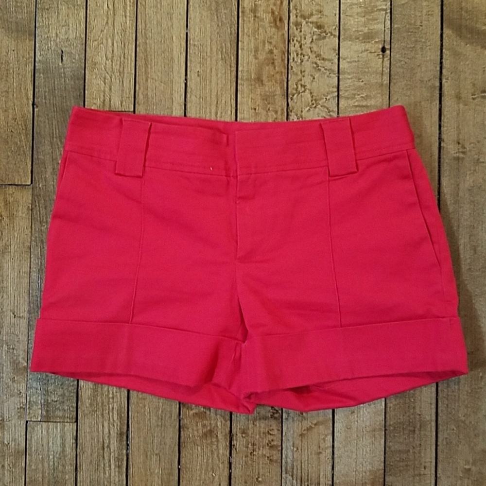 Zara red cuffed shorts