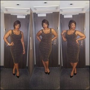 Black and gold sparkly midi dress!