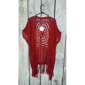 NWT Crocheted Fringe  Vest