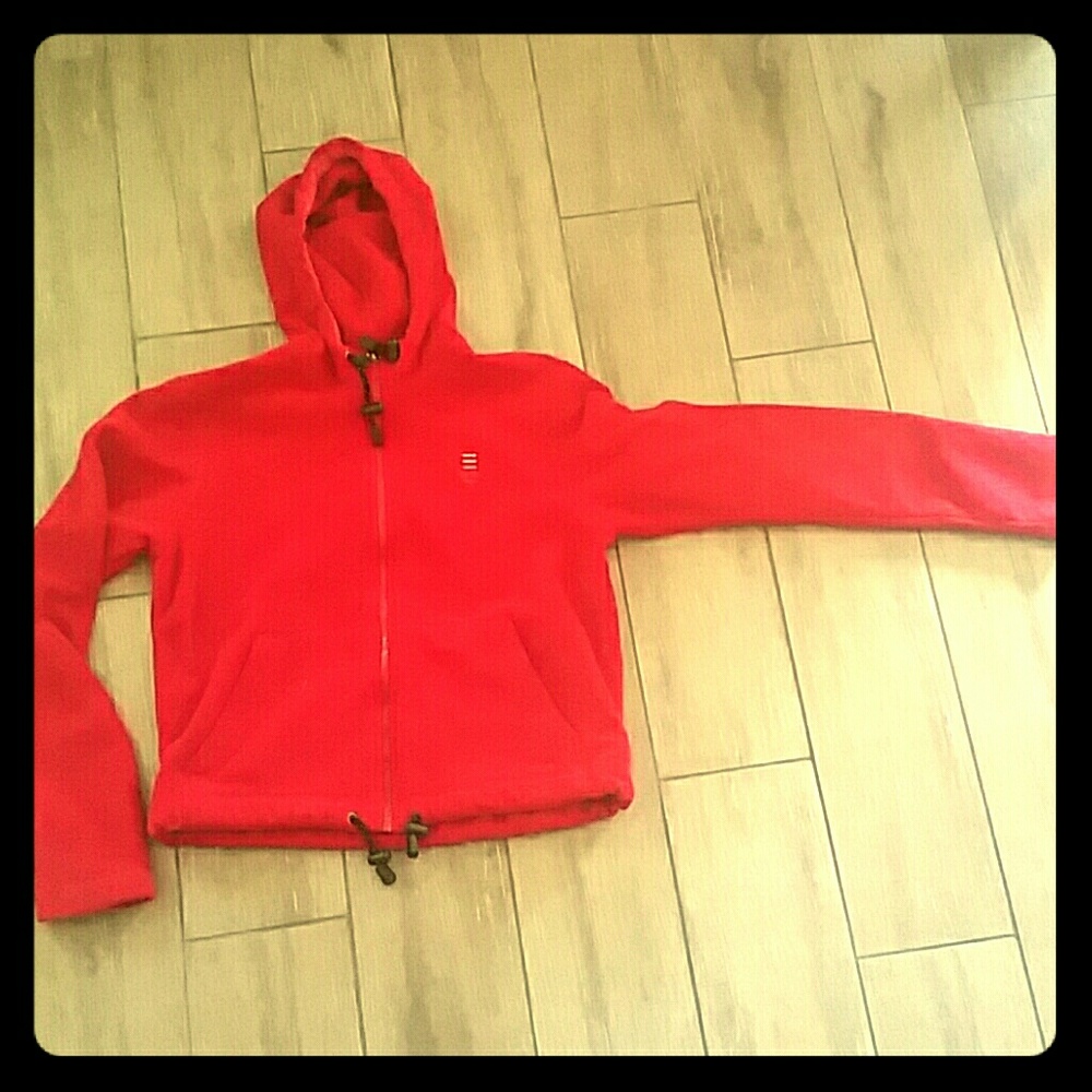 Red ESPRIT zip up hooded fleece