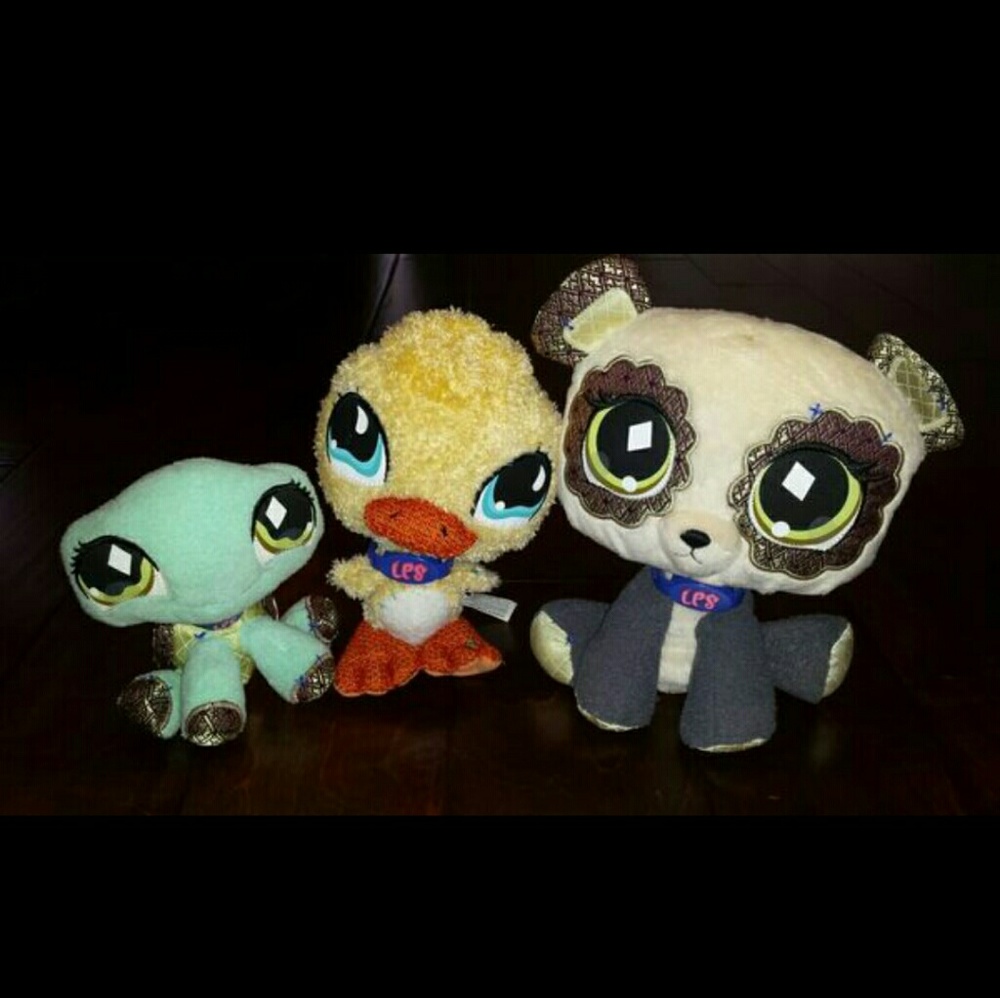 Set of 3 Littlest Petshop Plush Stuffed Animals