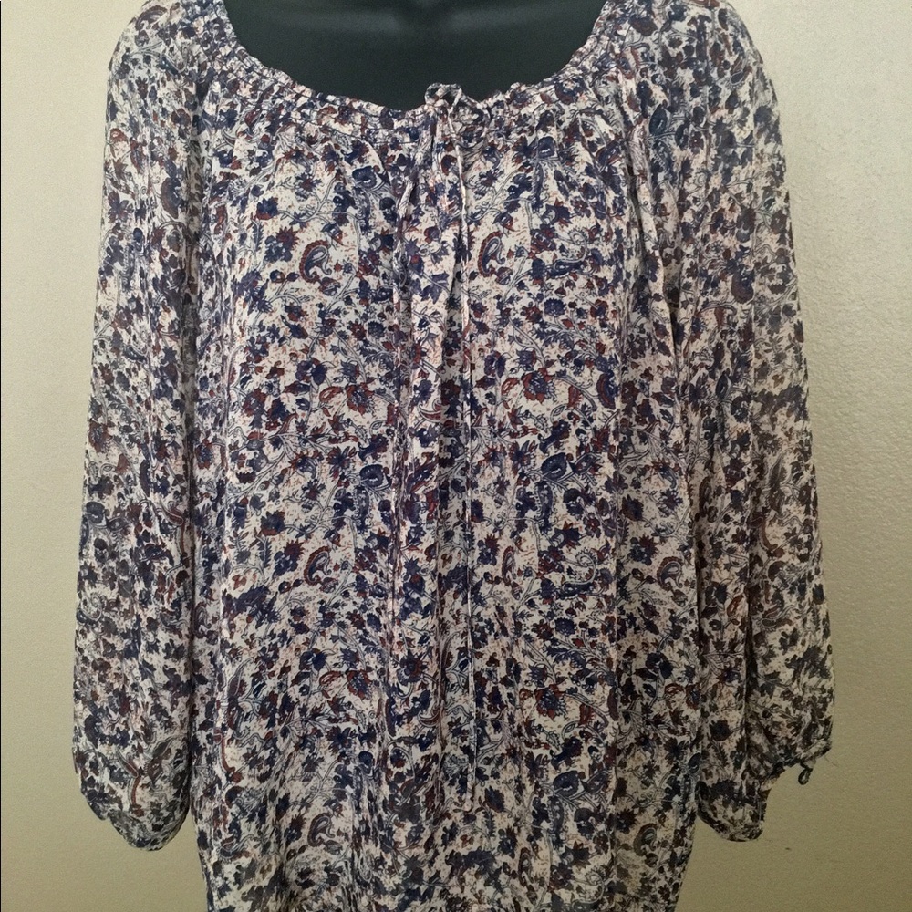 100 percent silk floral paisley boho blouse