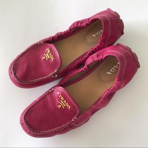 Prada Pink Leather Scrunch Loafer SZ 38 Authentic
