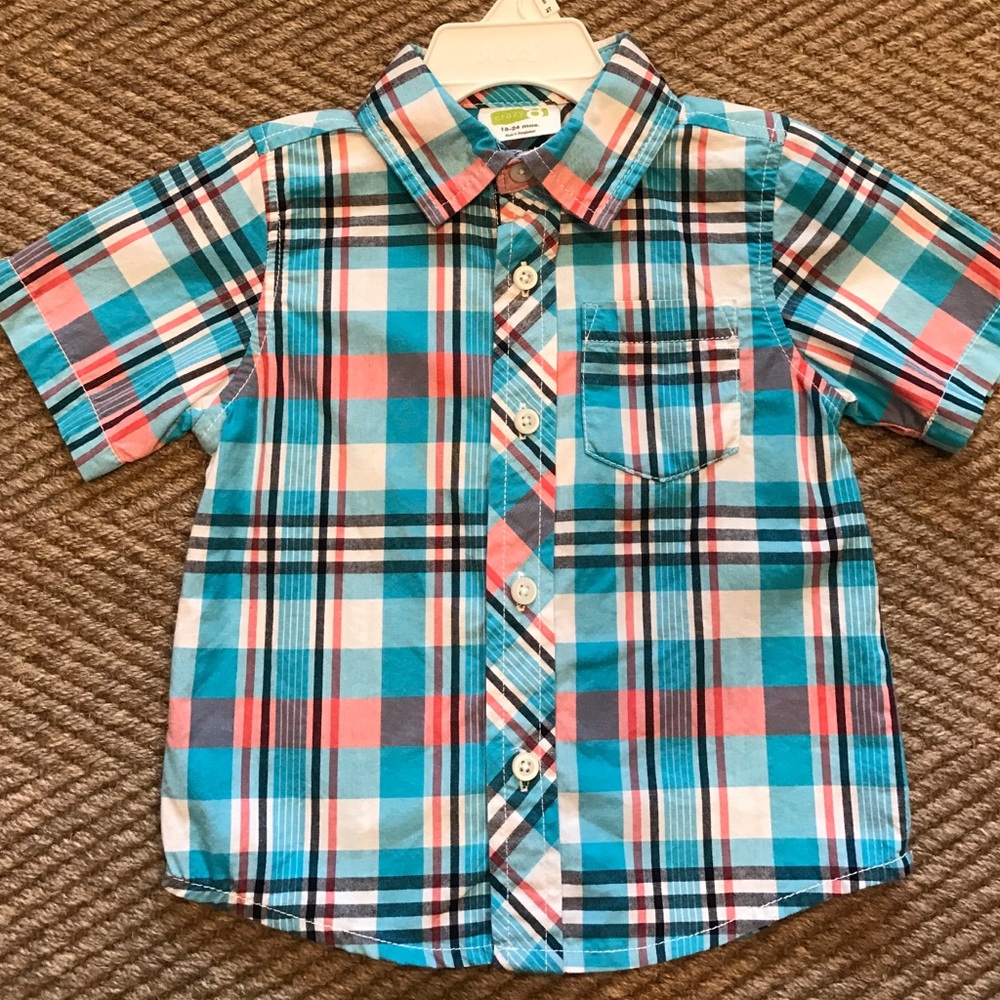 Toddler boy short sleeve button down shirt