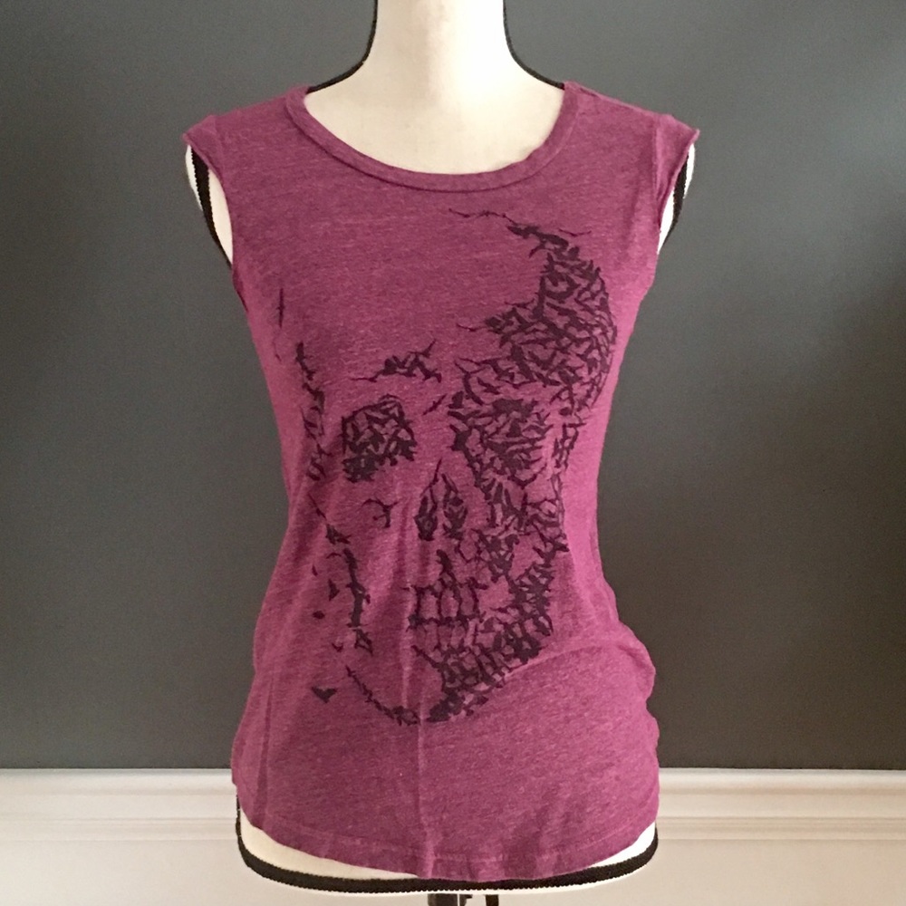 ❗️SOLD❗️Project Social T Maroon Skull Tee