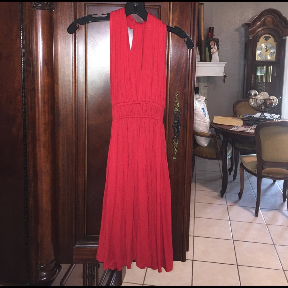 Strapped Red Cotton Dress