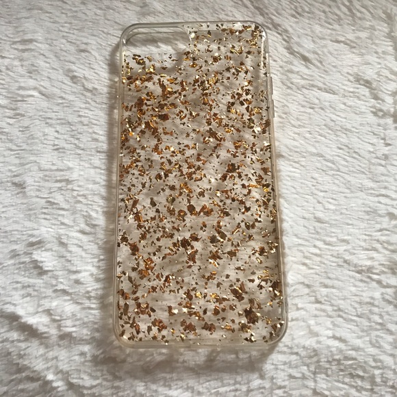 iPhone 7 Plus Clear Gold Leaf Fashion Case - Picture 1 of 2