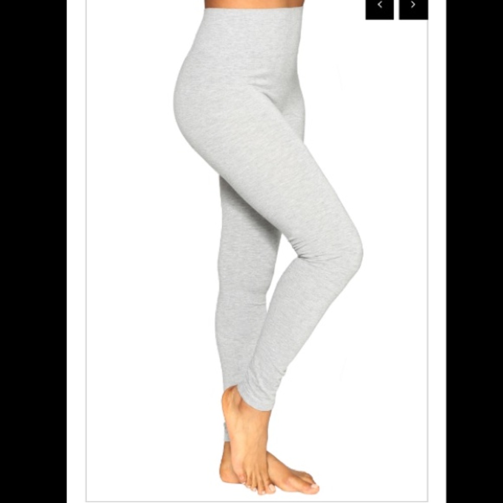 GREY LEGGINGS WITH WIDE BAND WAIST