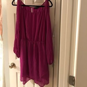 Purple open sleeve midi dress boutique