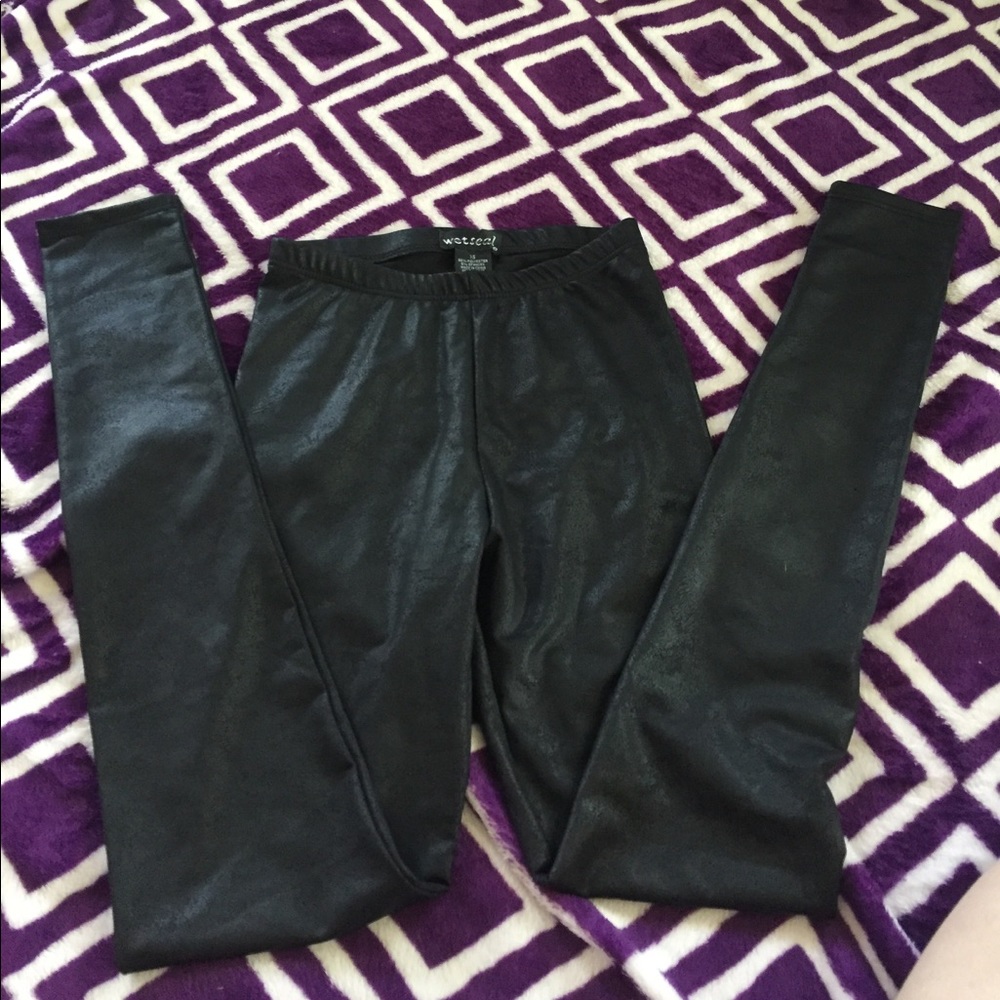 Black leather leggings