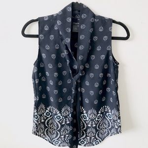 Ann Taylor Printed Tie Front Sleeveless Top