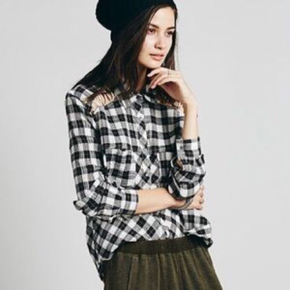 Free People Black & White Shirt