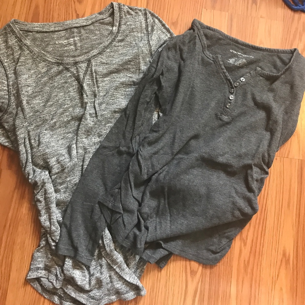 Liz Lange maternity grey long sleeve tees