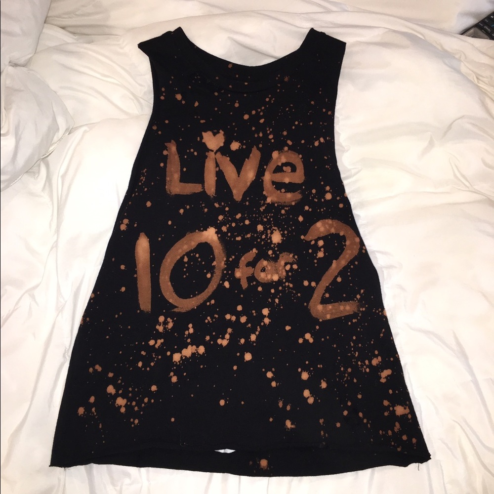 Custom bleached out tank with rips down the back