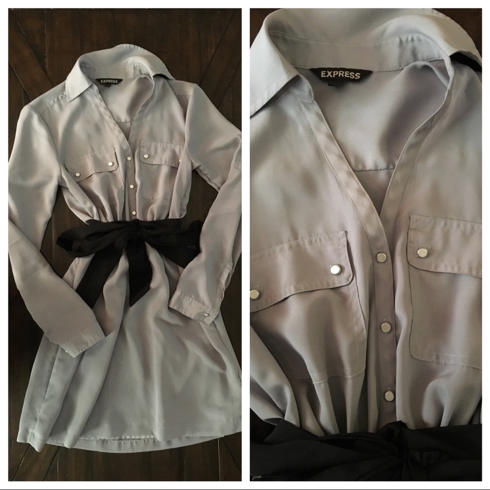 Grey Long Sleeved Dress