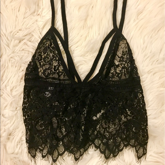 Sexy black lace sheer strappy crop top - Picture 5 of 5