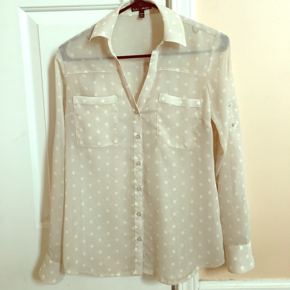 Express sheer polka dot Portofino shirt