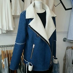 J. O. A. Denim Shearling Jacket