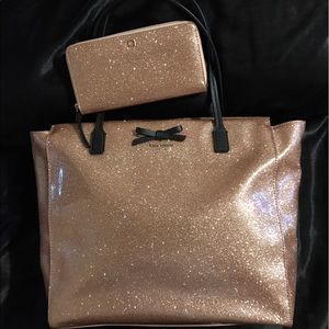 Kate spade mavis glitter rose gold set