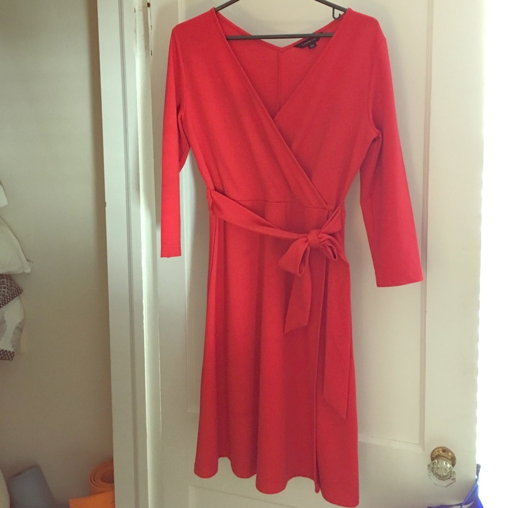 Lands end ponte cross-neck dress