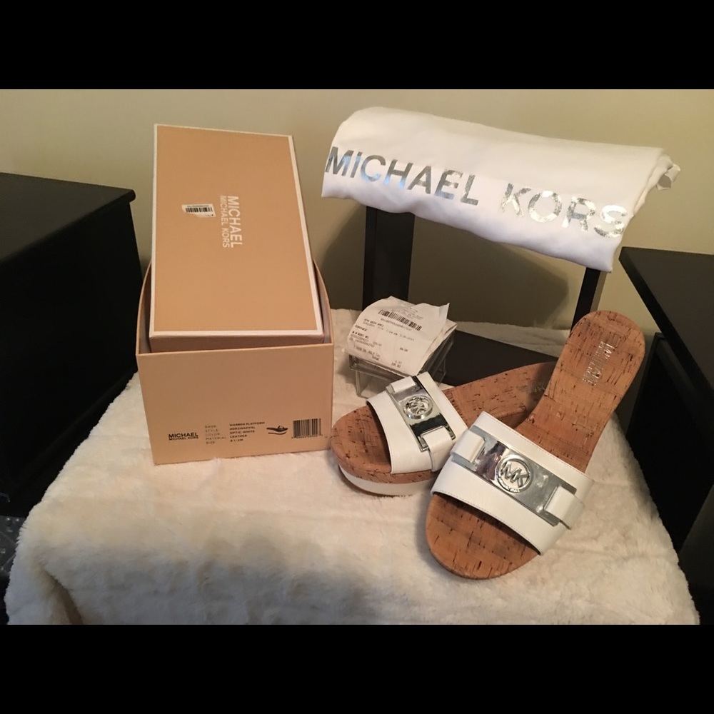 Michael Kors  platform. Optic white leather