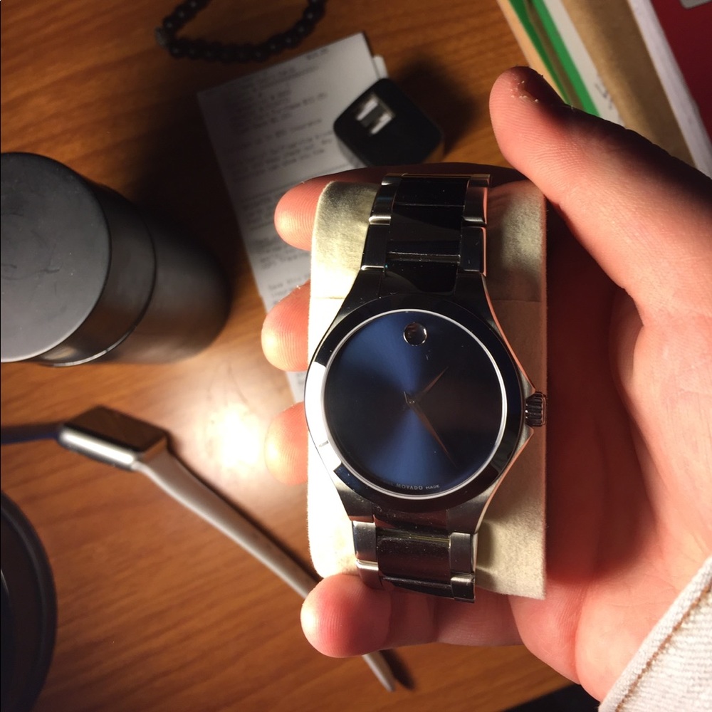 Blue and silver Movado