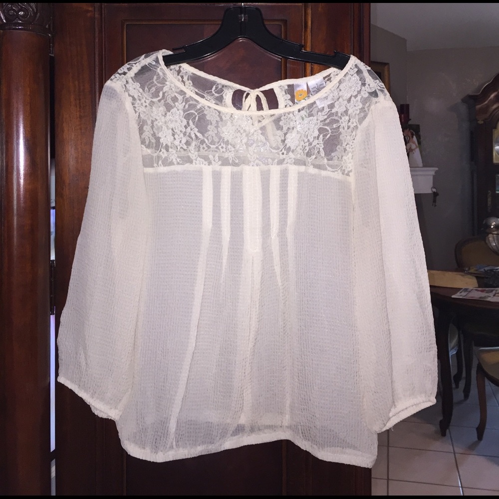 Cream sheer top