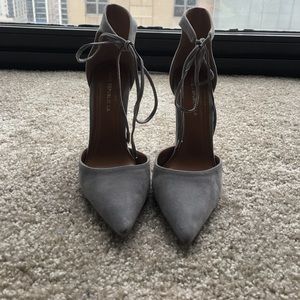 Gray suede lace up heels - Lulus