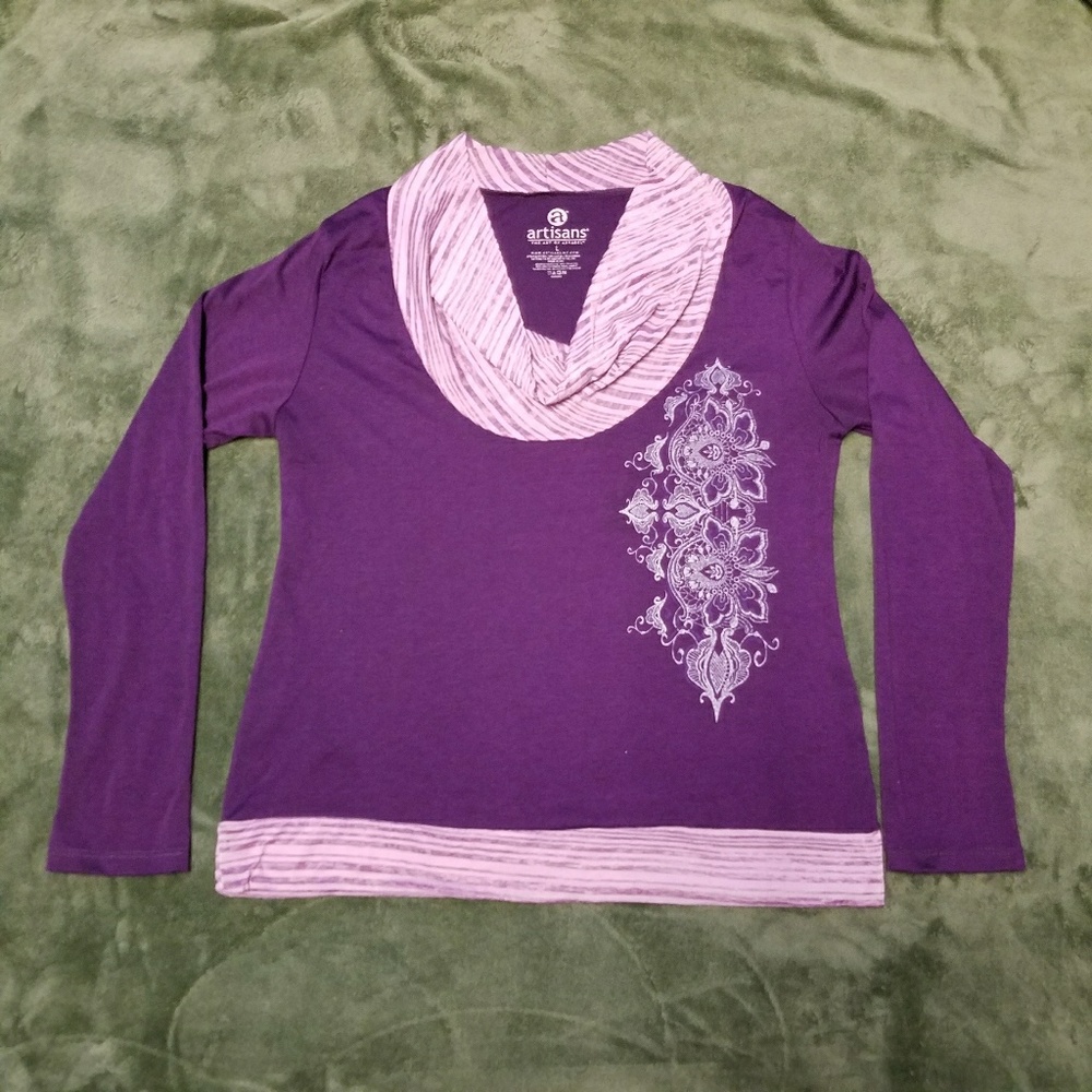 Artisans Purple Layered Look Top Sparkly L