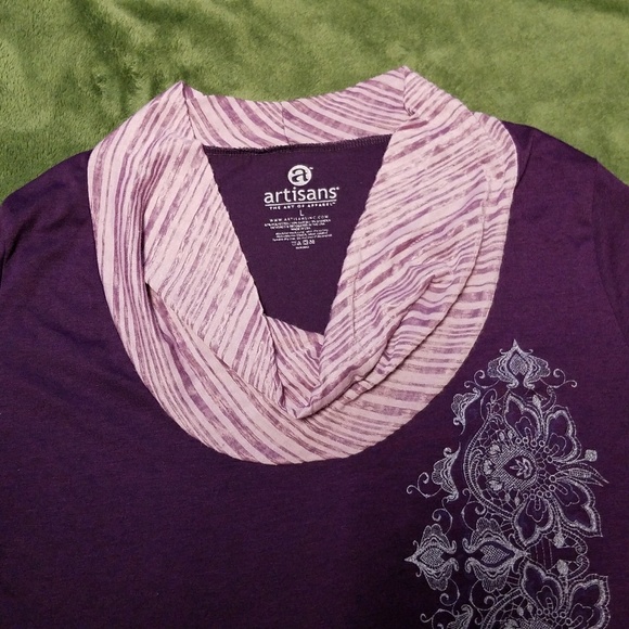 Artisans Purple Layered Look Top Sparkly L - Picture 3 of 4